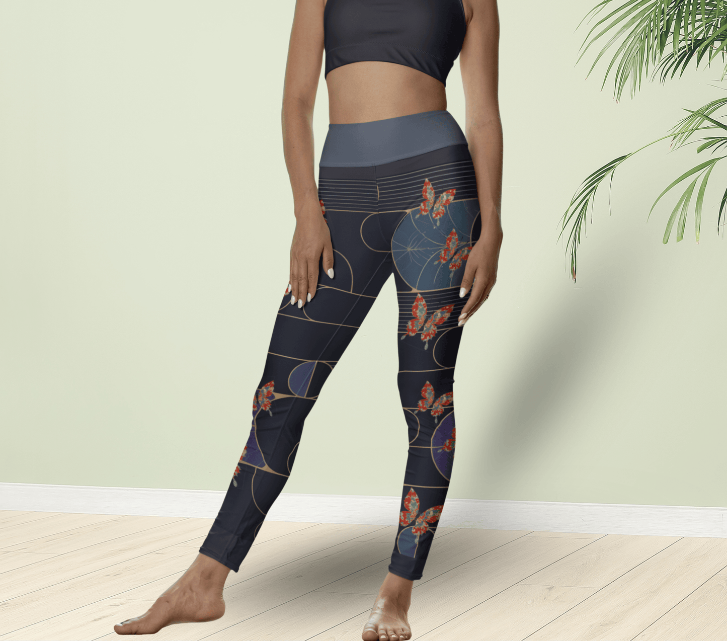 Brit Aelira Butterfly Leggings for Women Waist Stretch Fit Yoga Activewear