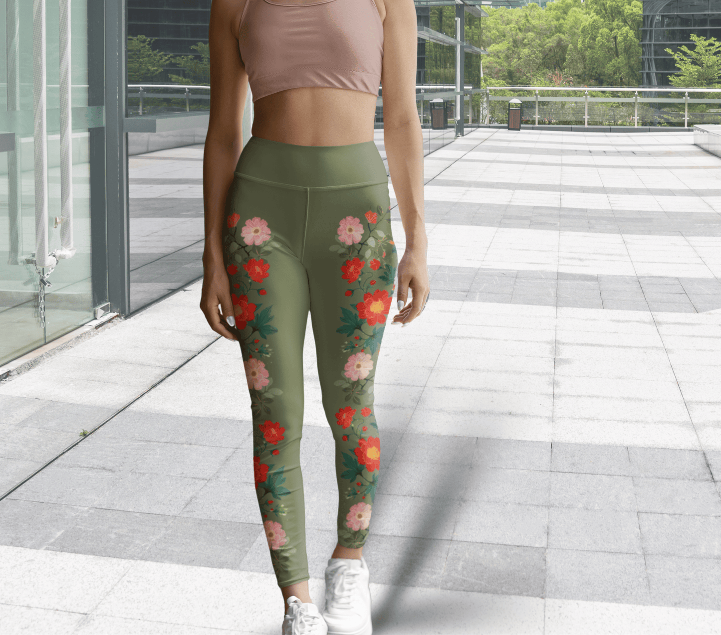 Misha Flower Leggings Stretch Waist Yoga Pants for Women