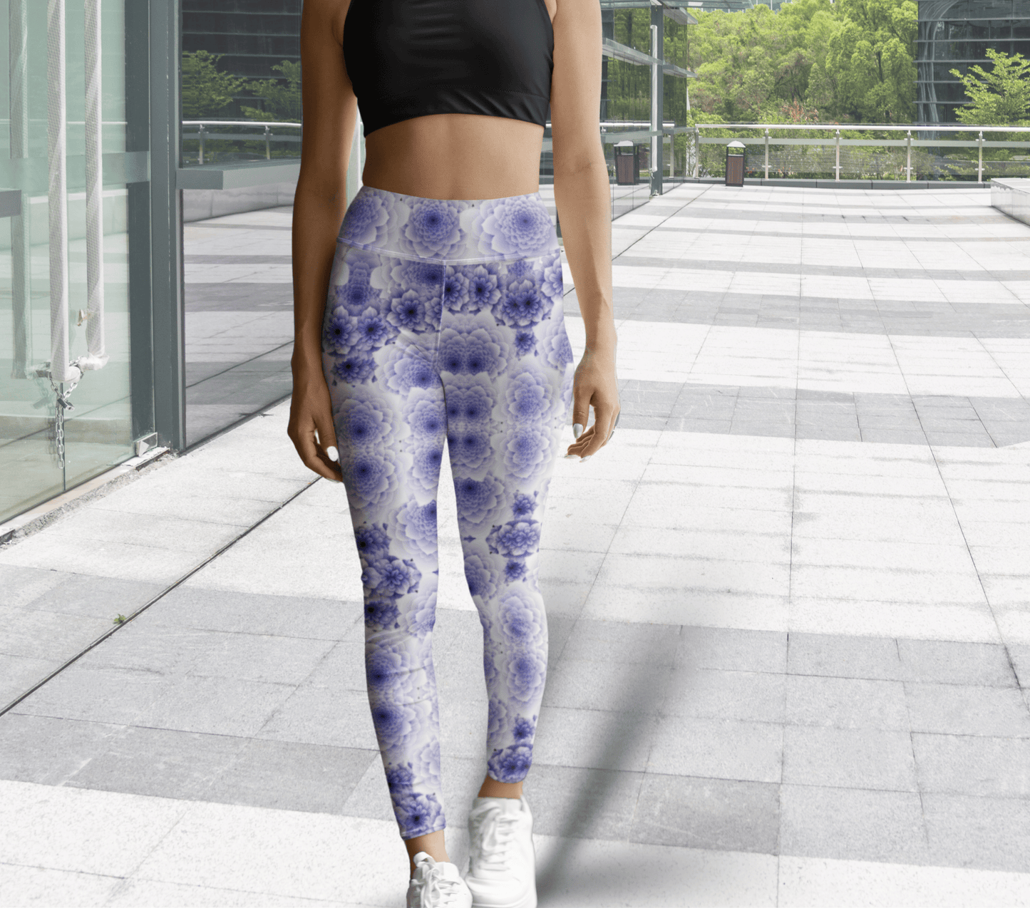 Rain Lavender Floral Yoga Pants Leggings for Women