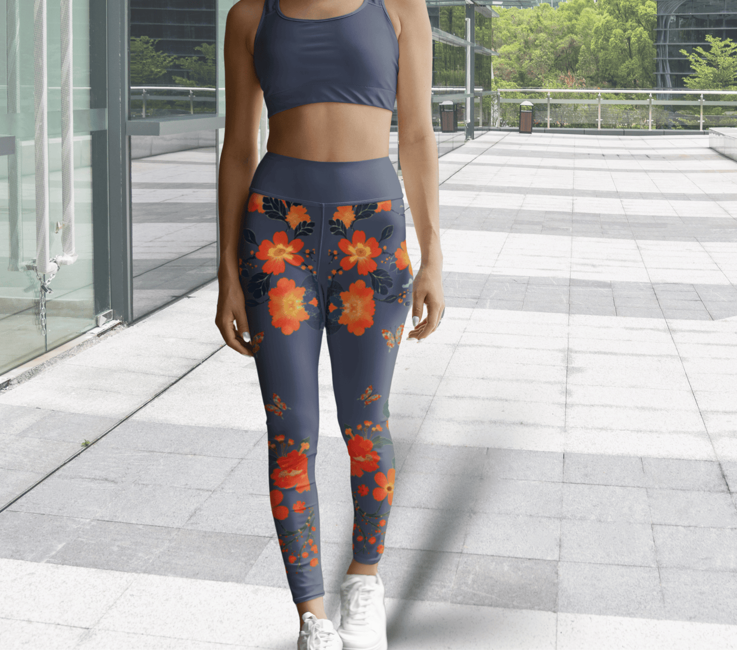 Opelia Floral Leggings for Women Waist Stretch Fit Yoga Activewear