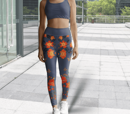 Opelia Floral Leggings for Women Waist Stretch Fit Yoga Activewear