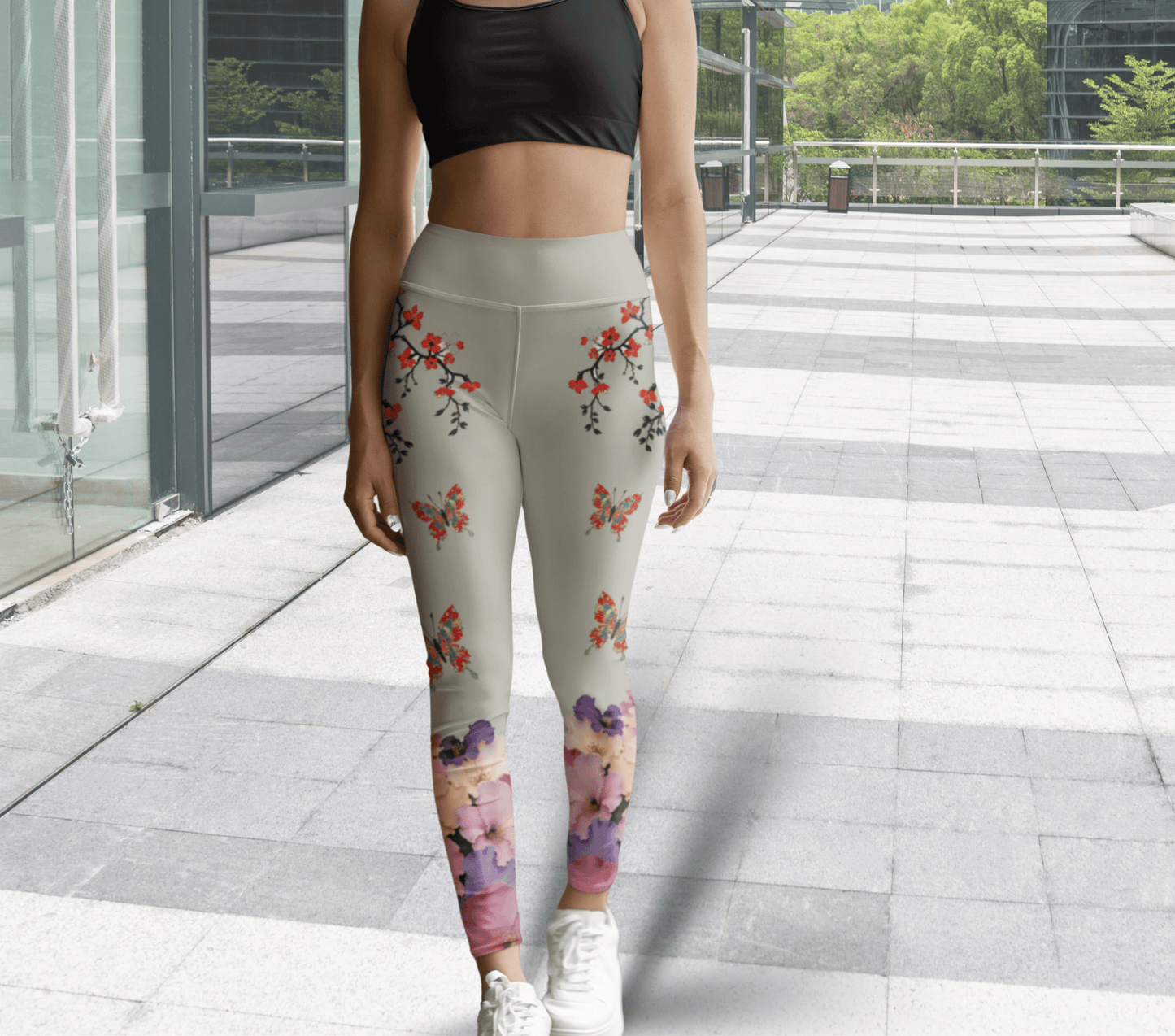 Oceana Butterfly Blossom Leggings Floral Yoga Pants WellAura Activewear