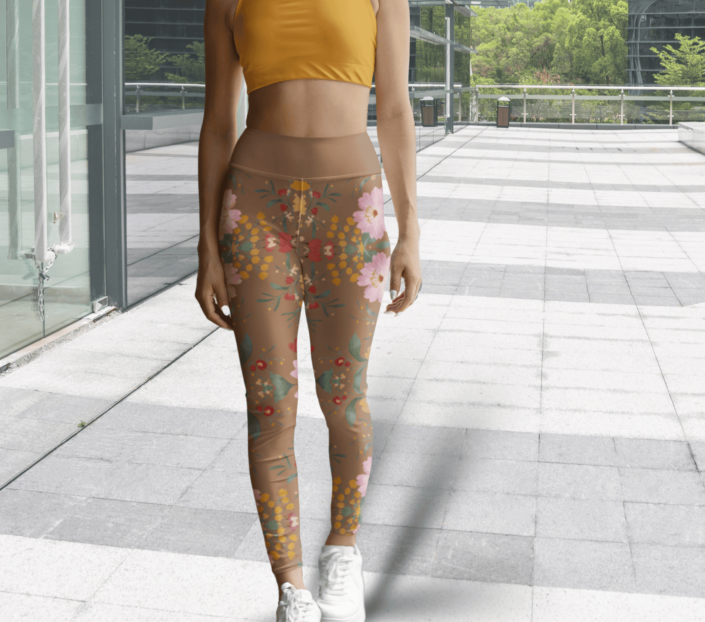 Lisari Floral Leggings for Women Waist Stretch Fit Yoga Activewear