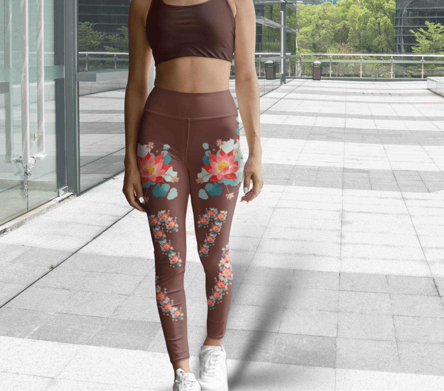Rosette Floral Yoga Pants Leggings for Women