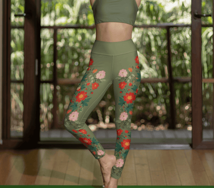 Misha Flower Leggings Stretch Waist Yoga Pants for Women