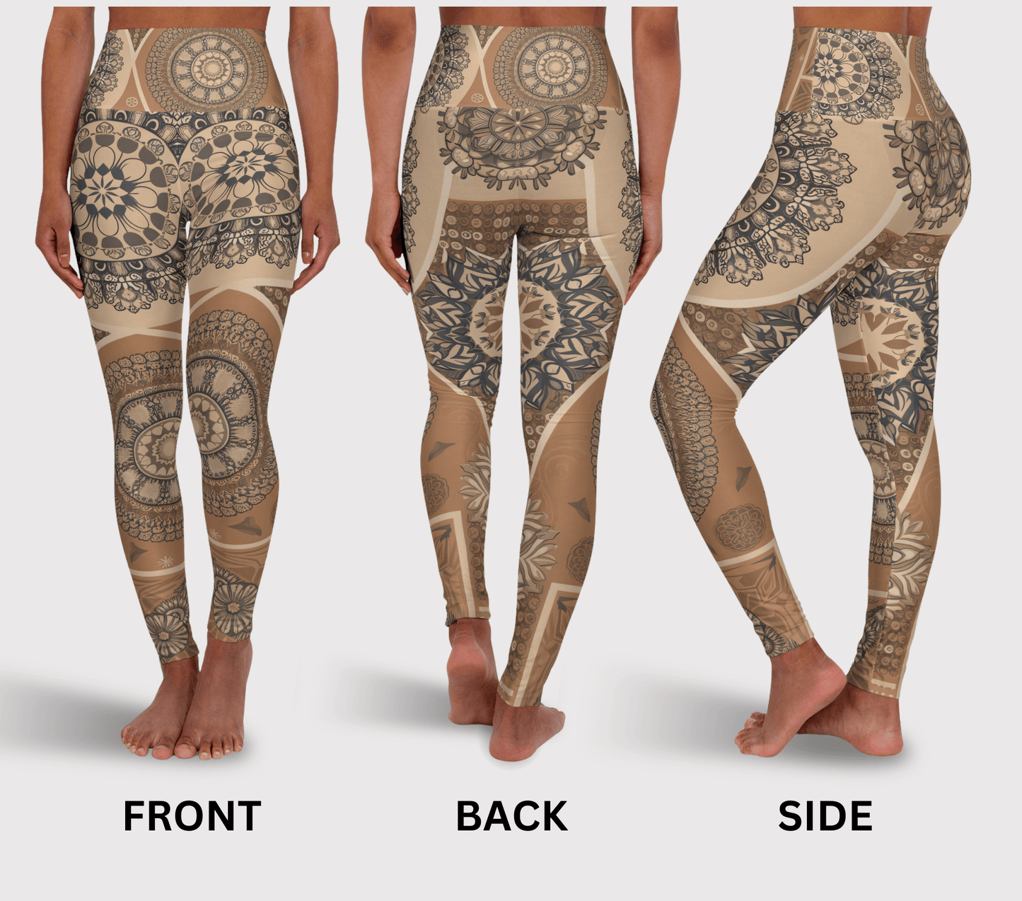 Cream Mandala Yoga Pants Leggings