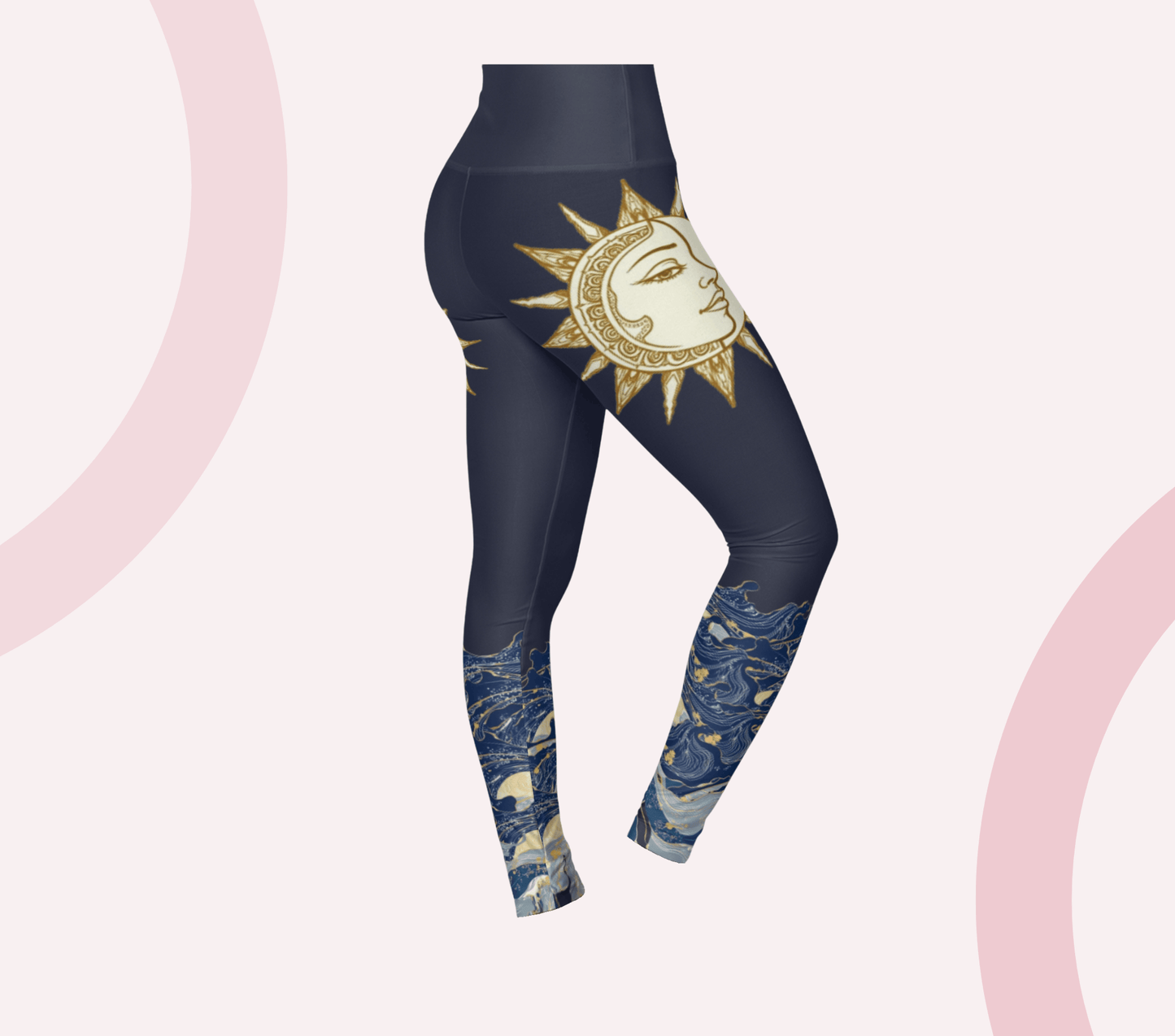 Fluer Sun Wave Leggings for Women Stretch Waist Yoga Pants with Flowing Design