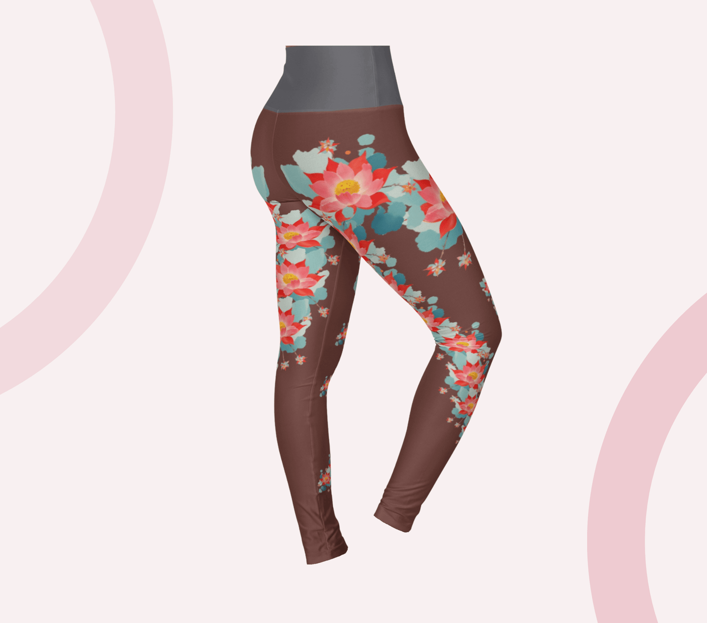 Rosette Floral Yoga Pants Leggings for Women