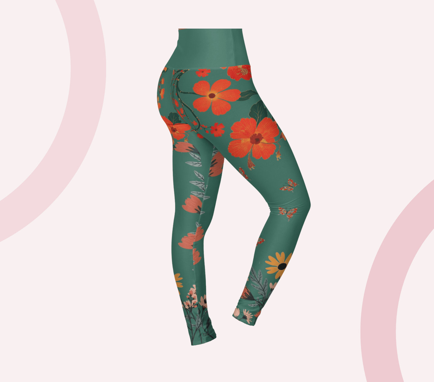 Nist Flower Leggings for Women Waist Stretch Fit Yoga Activewear