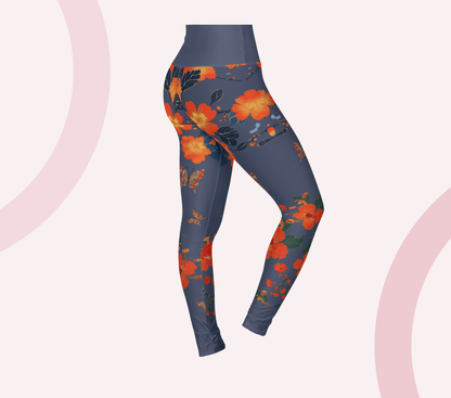 Opelia Floral Leggings for Women Waist Stretch Fit Yoga Activewear