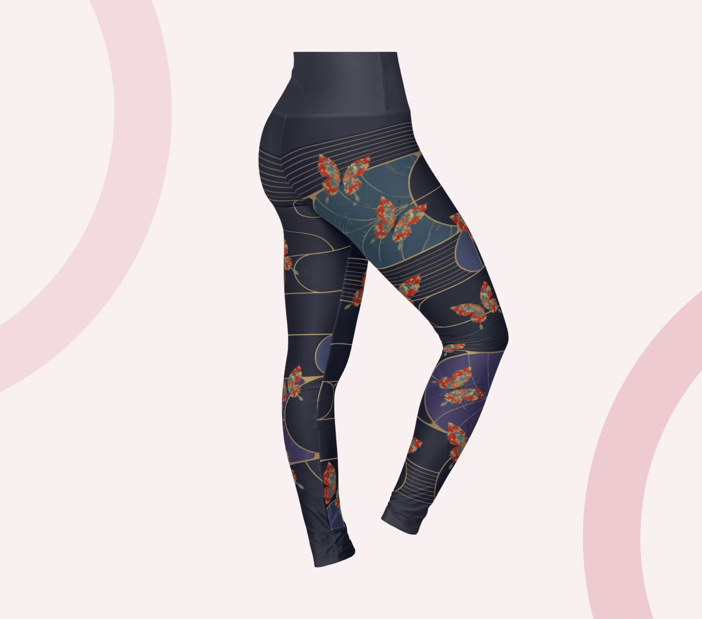 Brit Aelira Butterfly Leggings for Women Waist Stretch Fit Yoga Activewear