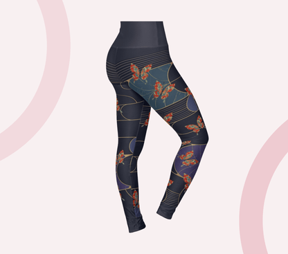 Brit Aelira Butterfly Leggings for Women Waist Stretch Fit Yoga Activewear