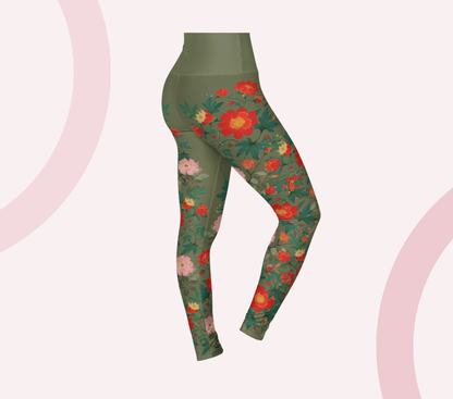 Misha Flower Leggings Stretch Waist Yoga Pants for Women