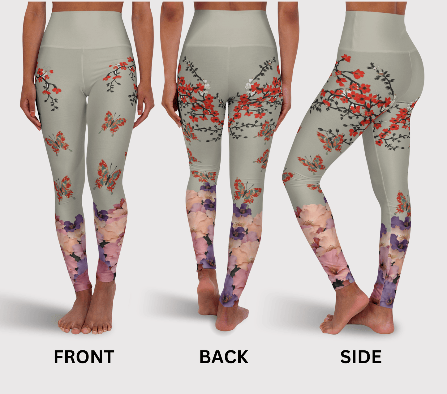Oceana Butterfly Blossom Leggings Floral Yoga Pants WellAura Activewear