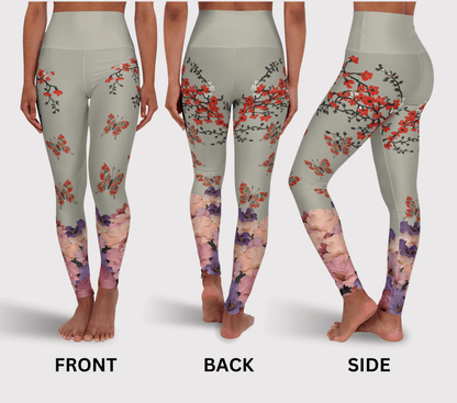 Oceana Butterfly Blossom Leggings Floral Yoga Pants WellAura Activewear