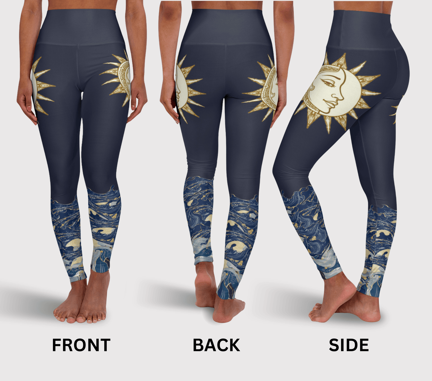 Fluer Sun Wave Leggings for Women Stretch Waist Yoga Pants with Flowing Design