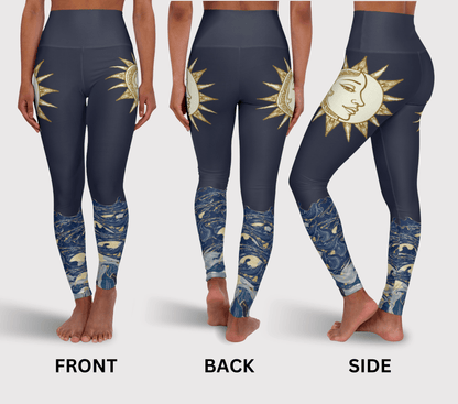 Fluer Sun Wave Leggings for Women Stretch Waist Yoga Pants with Flowing Design