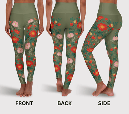 Misha Flower Leggings Stretch Waist Yoga Pants for Women