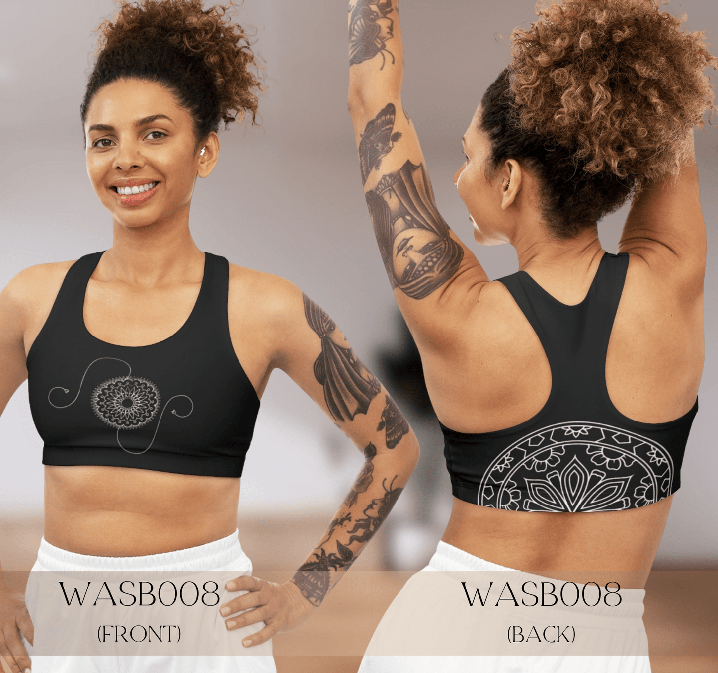 Black Minimalist Mandala Sports Bra