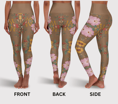 Lisari Floral Leggings for Women Waist Stretch Fit Yoga Activewear