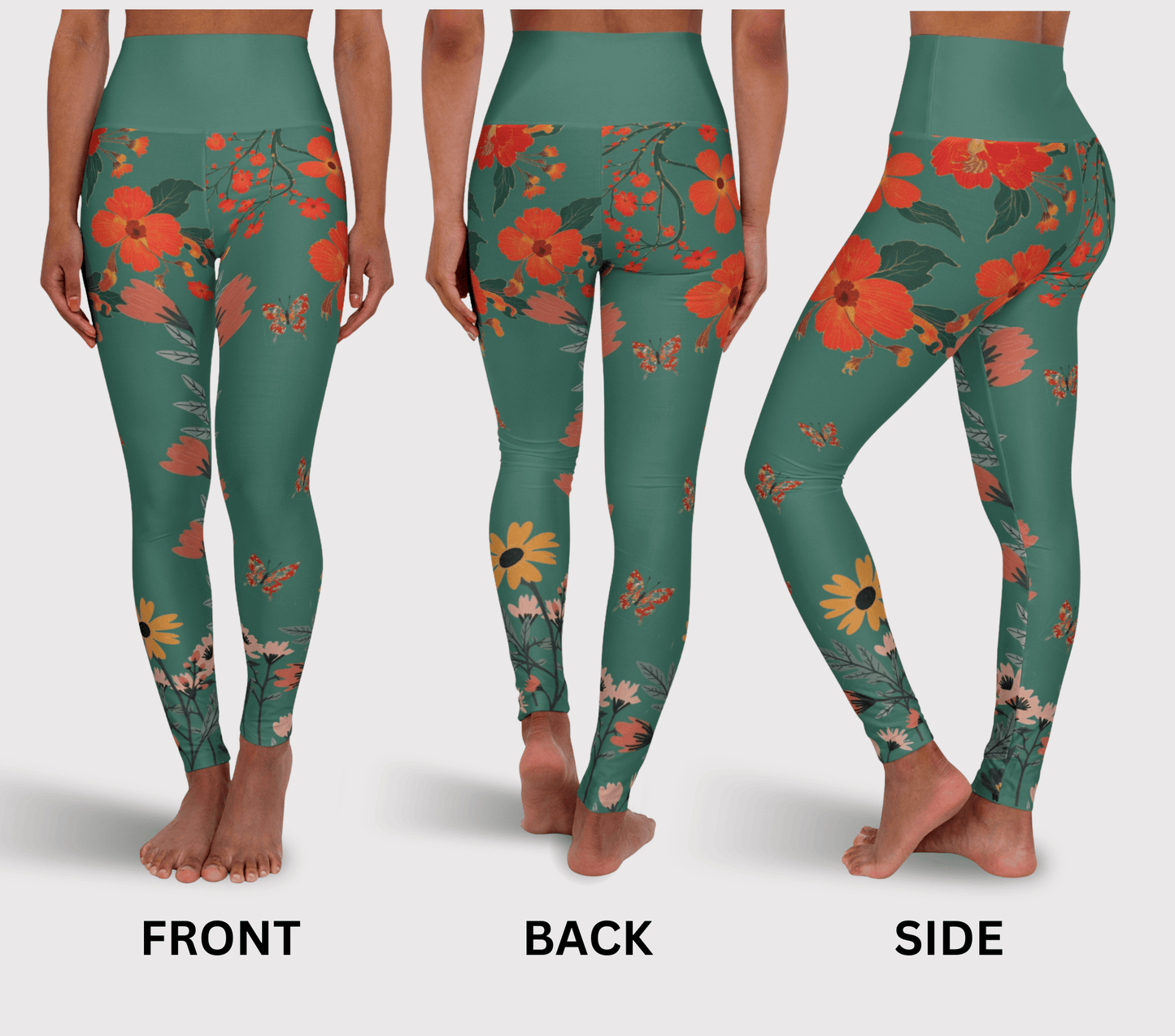 Nist Flower Leggings for Women Waist Stretch Fit Yoga Activewear