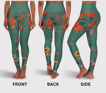 Nist Flower Leggings for Women Waist Stretch Fit Yoga Activewear