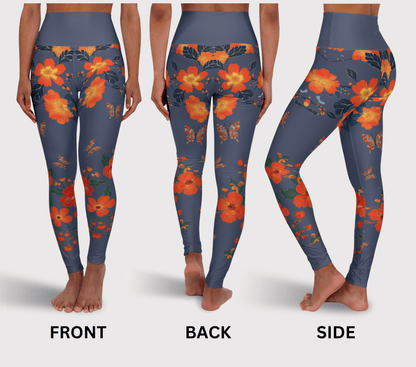 Opelia Floral Leggings for Women Waist Stretch Fit Yoga Activewear