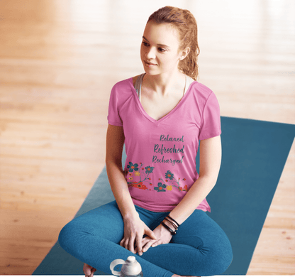 Daisy V-neck T-shirt Yoga Wellness for Women