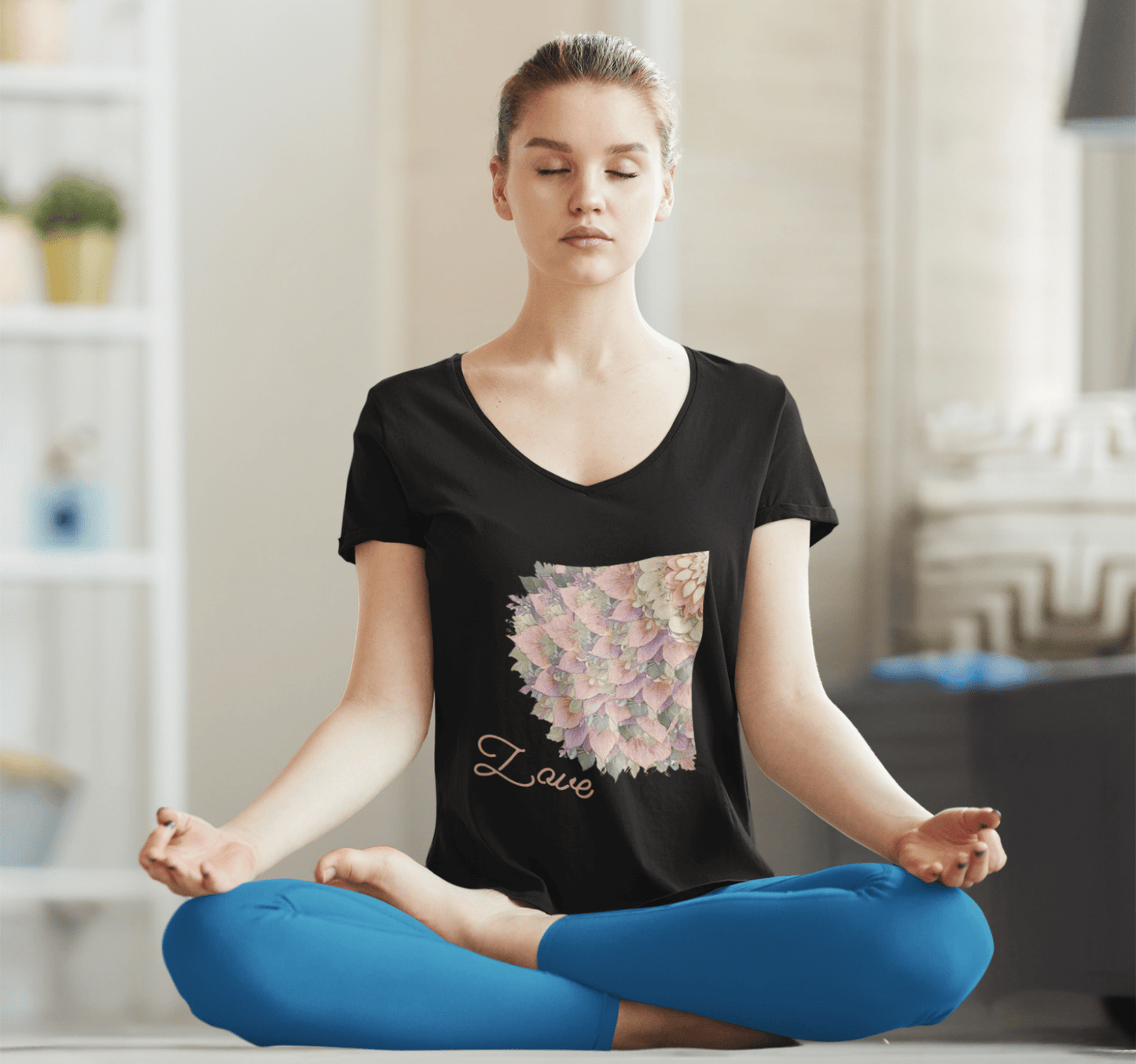 Flashy V-neck T-shirt Yoga Wellness for Women