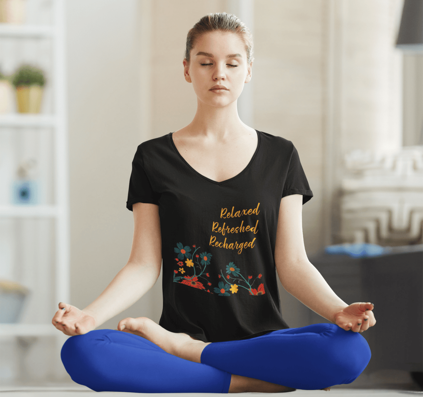 Daisy V-neck T-shirt Yoga Wellness for Women