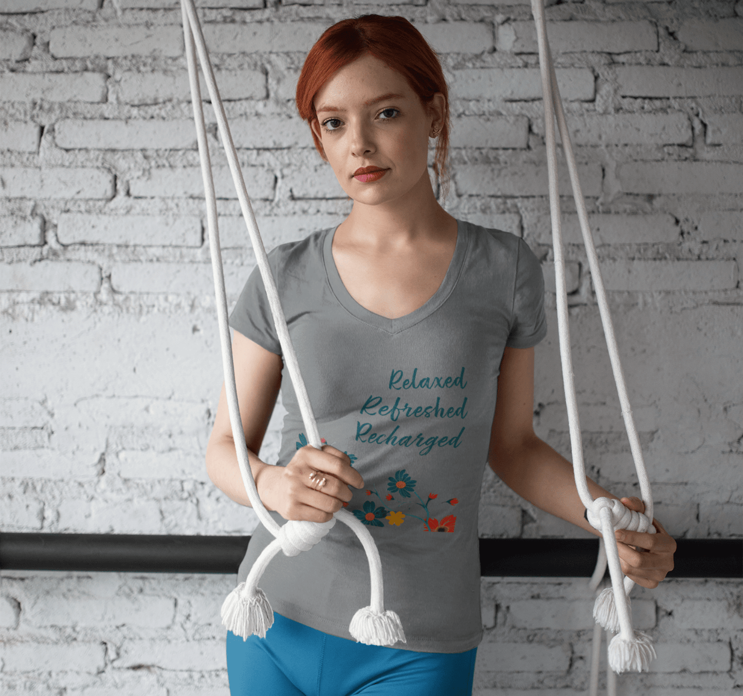 Daisy V-neck T-shirt Yoga Wellness for Women