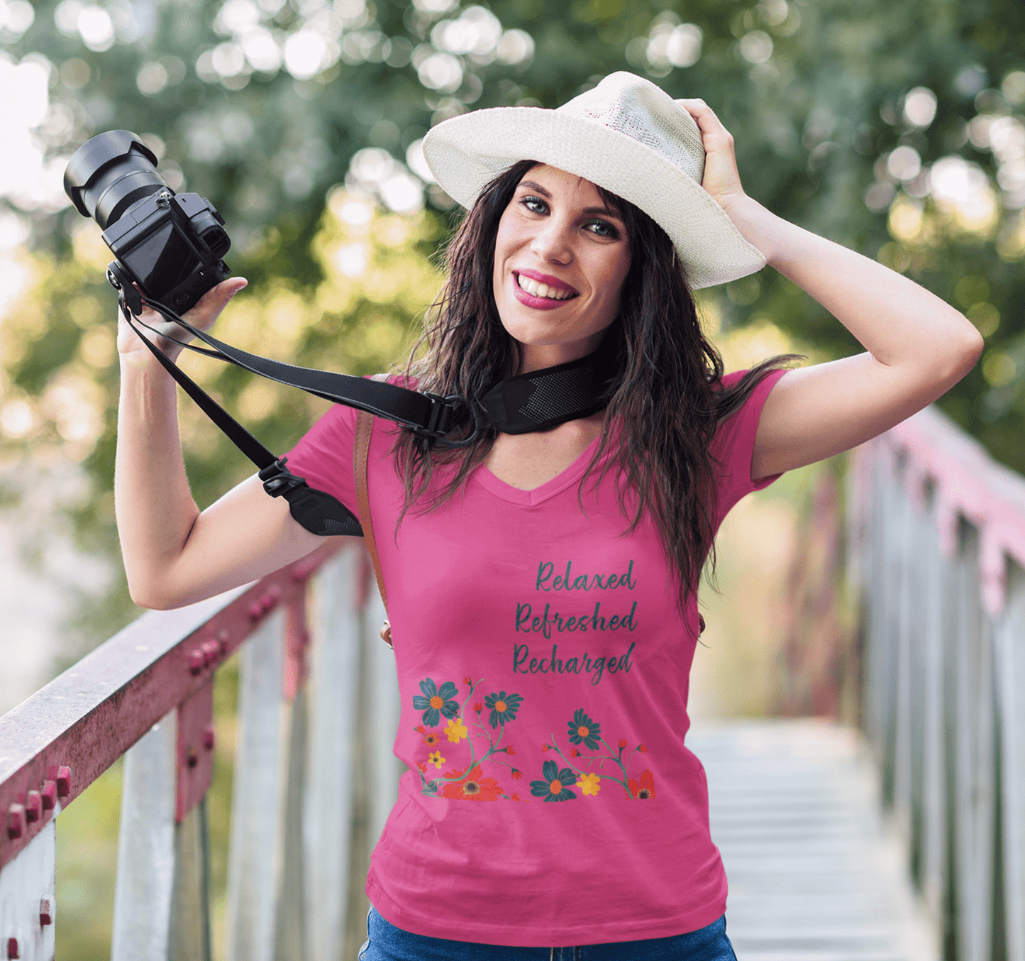 Daisy V-neck T-shirt Yoga Wellness for Women
