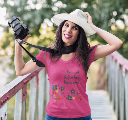 Daisy V-neck T-shirt Yoga Wellness for Women