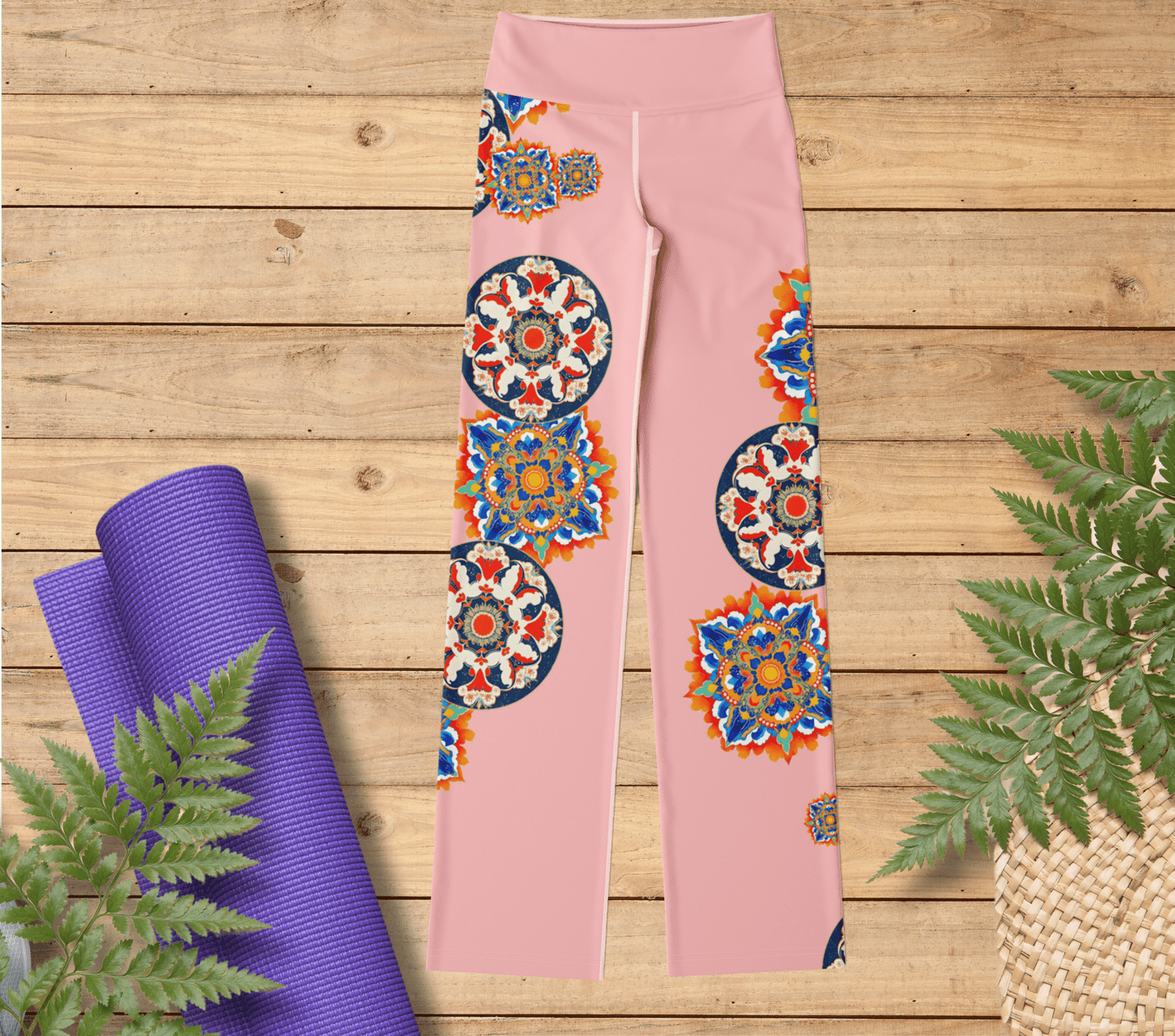 Ritsy Floral Mandala Flare Yoga Pants Leggings for Woman