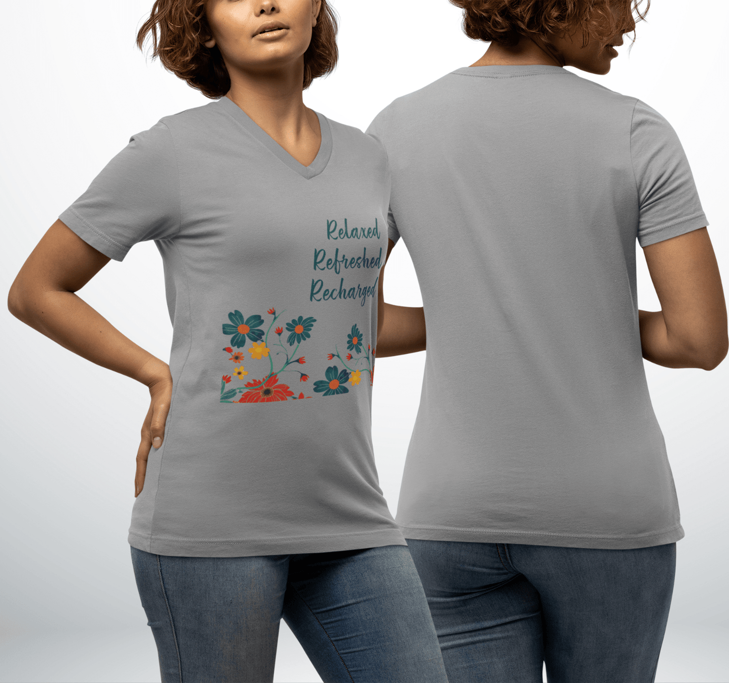 Daisy V-neck T-shirt Yoga Wellness for Women