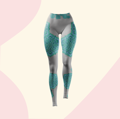 Serene Grey Mandala Yoga Pants Leggings