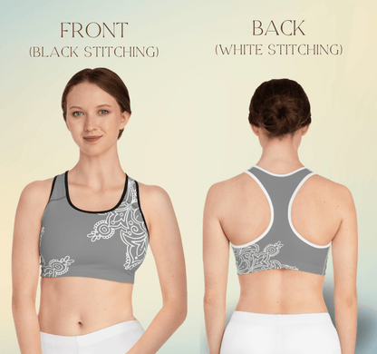 Gray Tranquil Mandala Sports Bra