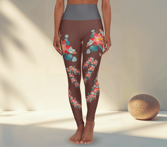 Rosette Floral Yoga Pants Leggings for Women